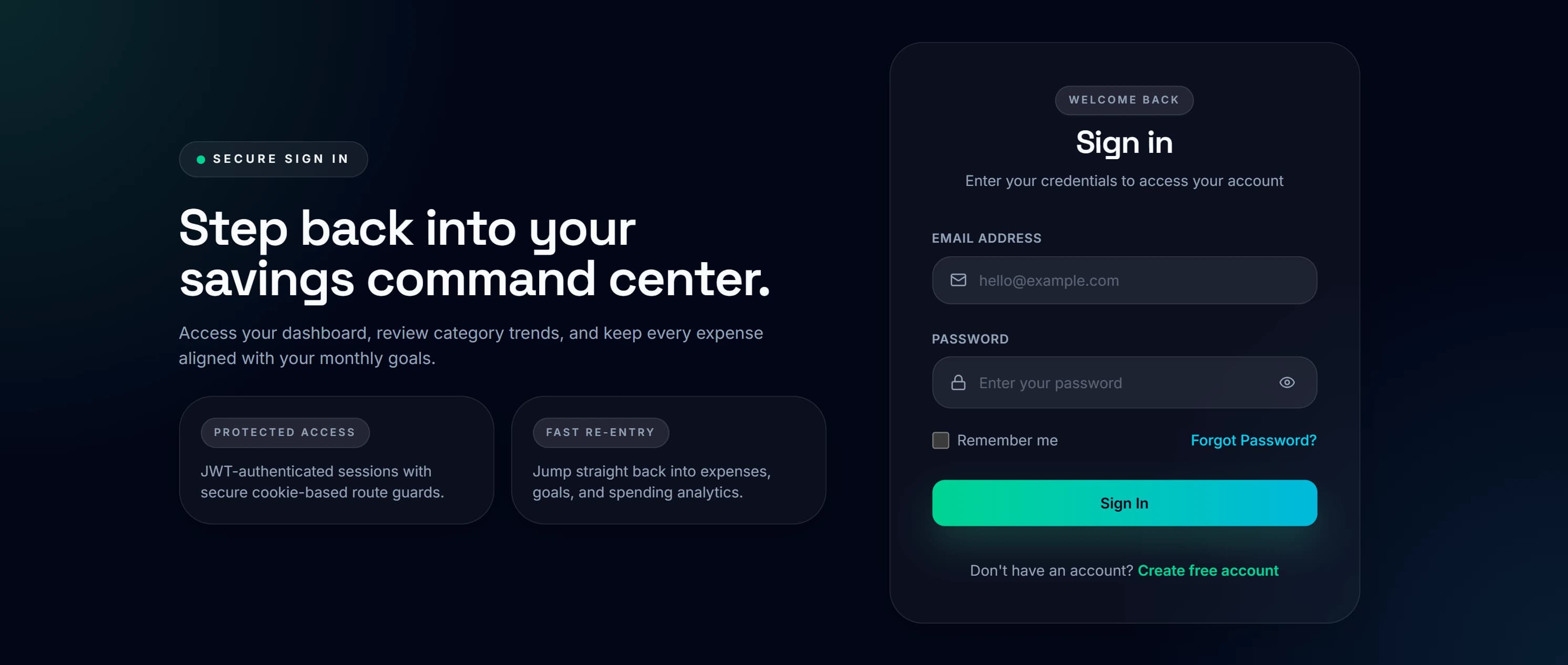 User authentication and secure login interface