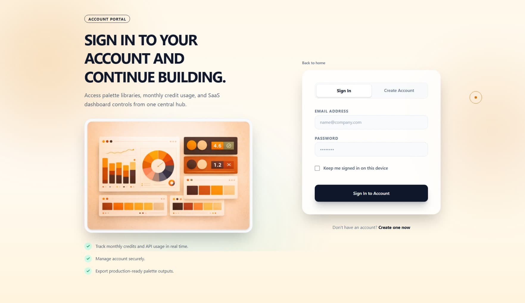 Signup and onboarding interface
