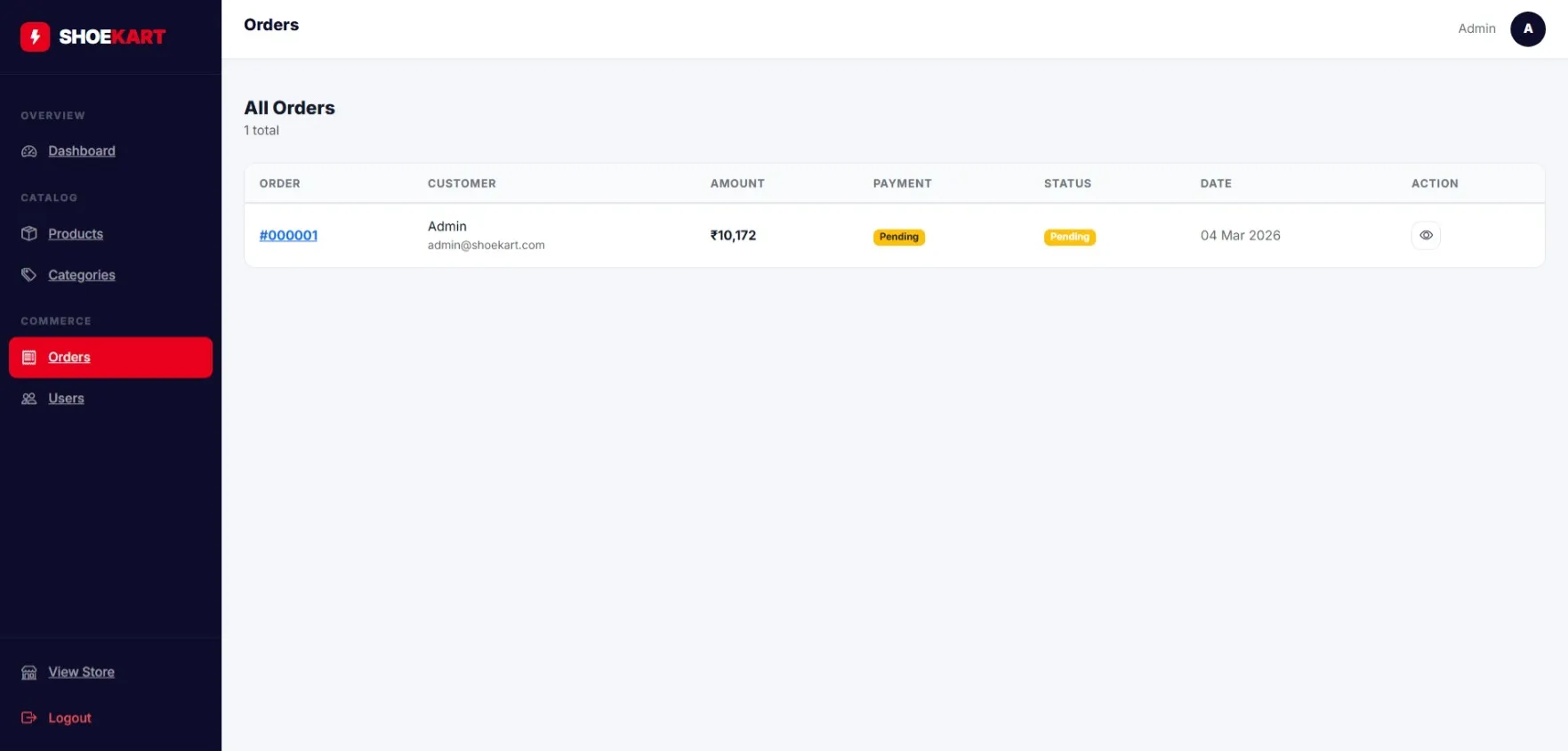 Admin orders management