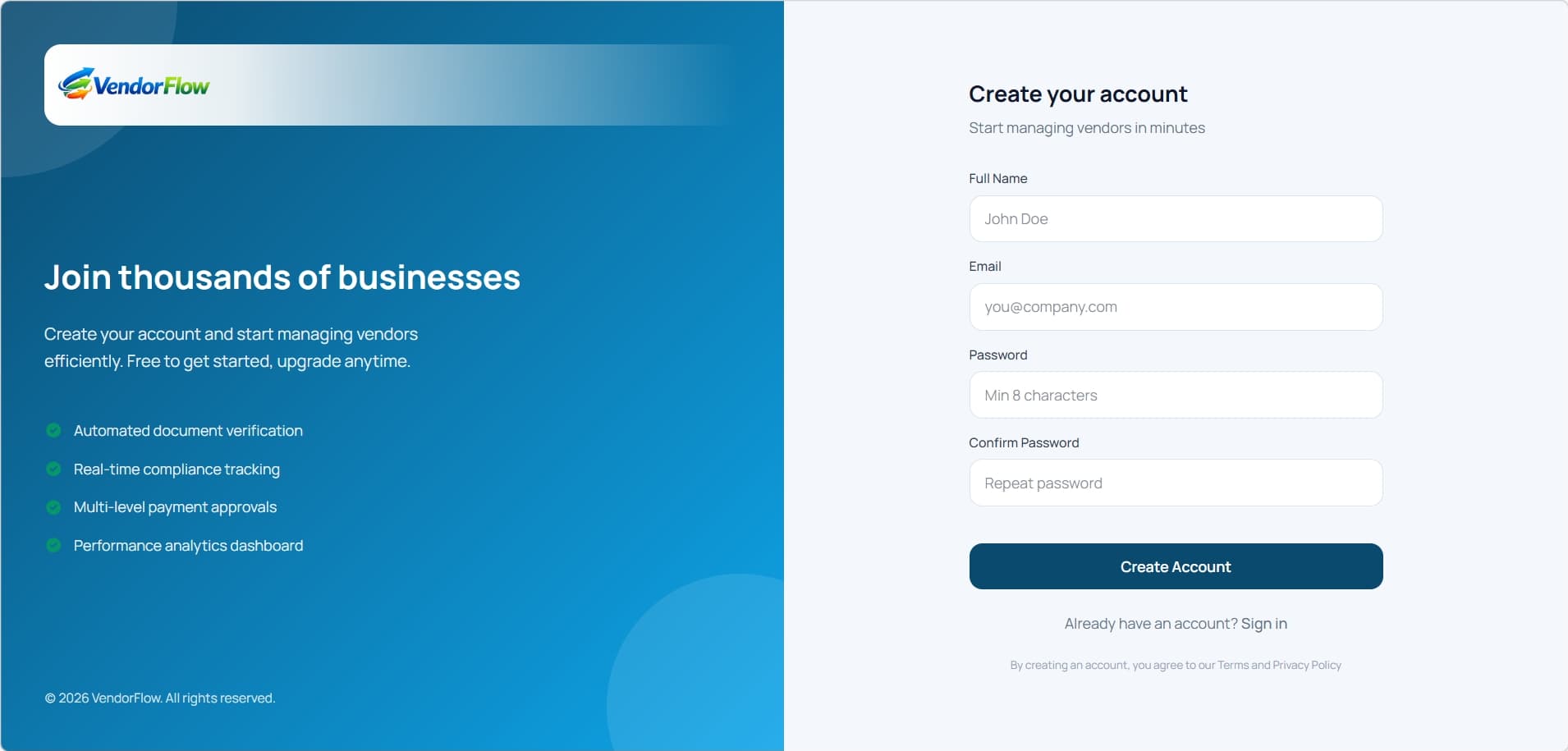 Onboarding and signup flow